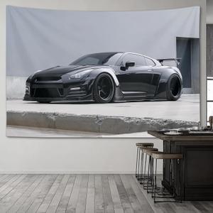 PailailaiNest R35 Black Car Tapestry Jdm Japanese Cool Wall Hanging for Living Room Bedroom Decor Backdrop 40"x60"