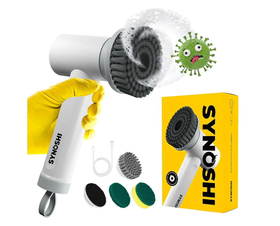 Electric Spin Scrubber, Power Cleaning Brush with 3 Heads, Cordless Waterproof Shower Scrubber with Dual Speed, Perfect for Cleaning Bathroom, Tile, Cars, Floor. Electric Scrub Brush for tub