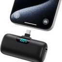 Mini Portable Charger USB C Power Bank,Upgraded 5000mAh PD Fast Charging Battery Pack Built-in USB-C Connector,LCD Display,Compatible with iPhone16,16 Plus,16Pro/Max/15,iPad Pro/Air,Android Phone etc