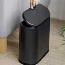 Sooyee 10 Liter Rectangular Plastic Trash Can Wastebasket with Press Type Lid,2.4 Gallon Garbage Container Bin for Bathroom,Powder Room,Bedroom,Kitchen,Craft Room,Office (Black)