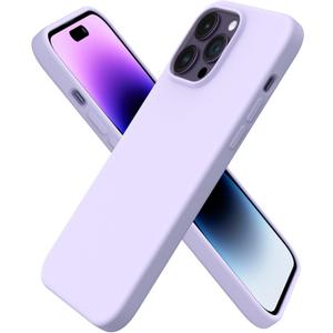 ORNARTO Compatible with iPhone 14 Pro Max Case 6.7, Slim Liquid Silicone 3 Layers Full Covered Soft Gel Rubber Phone Case Protective Cover with Microfiber Lining 6.7 inch-Pastel Lilac