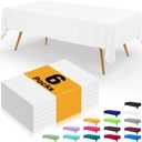 Smiry Disposable Table Cloth - 6 Pack, 54 x 108 Inch Waterproof Rectangle Tablecloths for Parties, Decorative Plastic Table Cover, Leakproof & Sturdy, White