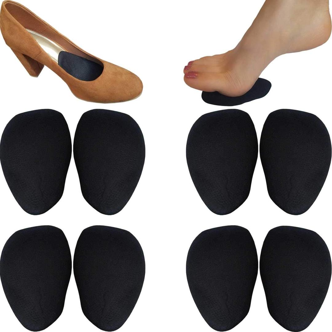 Chiroplax High Heel Cushion Inserts Pads (4 Pairs) Suede Ball of Foot Forefoot Metatarsal Anti Slip Shoe Insoles for Women