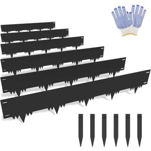 Galvanized Steel Landscape Edging Border 6 Packs 42'' L x 8'' H, Metal Landscape Garden Edging Border with 6 Stakes, Hammer-in Lawn Edging for Landscaping, Flower Bed, Yard, Pathway (21ft Total)
