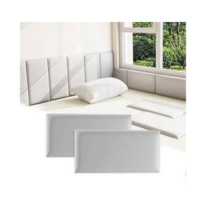 3D Anti-Collision Wall Padding for Kids, Grey Peel and Stick Headboard Pack of 4 Panels Sized 7.8" x 15.7", Self-Adhesive Panels for Bedroom/Living Room Upholstered Wall