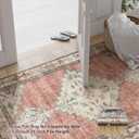 Beeiva Washable Rugs 3x5 Non Slip, Vintage Medallion Entryway Area Rug for Bedroom Indoor Medallion Ultra Thin, Low Pile Distressed Carpet for Kitchen Office Home Decor (Pink & Multi,3'x5')