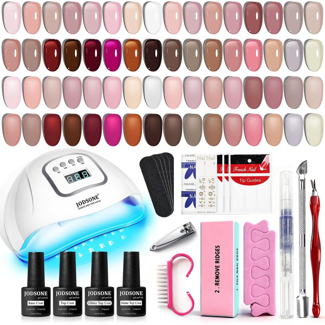 JODSONE 36Pcs Jelly Gel Nail Polish Kit with 4 Functional Gel for All Seasons