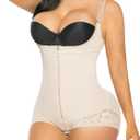 YIANNA Fajas Colombianas Shapewear for Women Postpartum Tummy Control Body Shaper Butt Lifter Bodysuit (Beige, M)