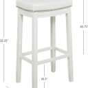 Linon Claridge White 32.25 Seat Height Backless Bar Stool with Faux Leather Upholstered Seat, Standard