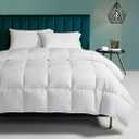 Organic Feather Down Comforter Queen Size - All Season Duvet Insert Organic Cotton, Medium Warm Quilted Bed Comforter with Corner Tabs (90x90, White)
