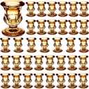 Clear Glass Candlestick Holders Taper Candle Holder Bulk 2.5 Inch Candle Stick Holder for Table Centerpiece Mantel Wedding Housewarming Gift Rustic Vintage Valentines Dinning Decoration (Gold)