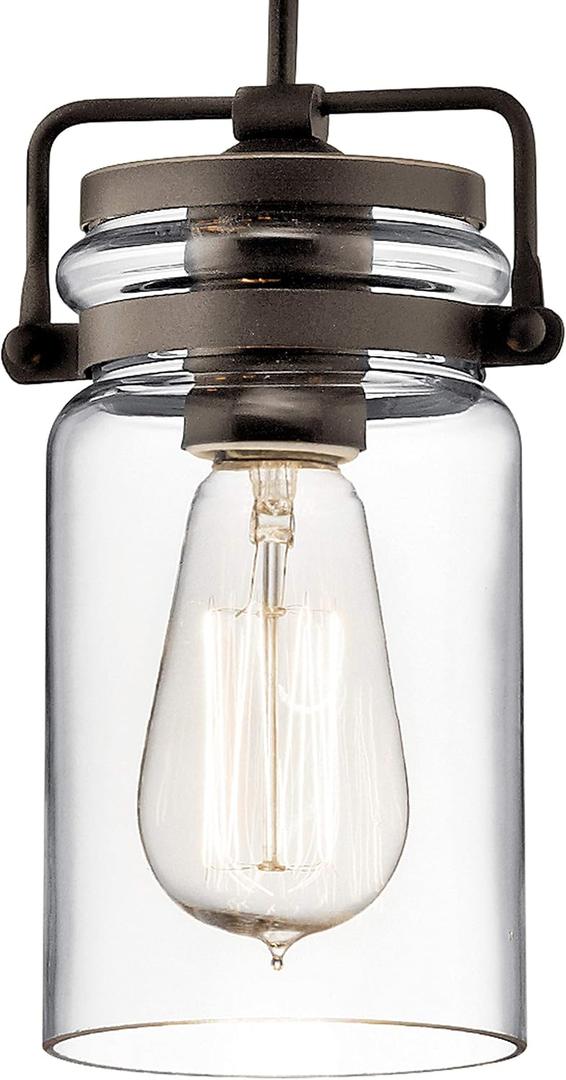 1 Light Farmhouse Simple Mini Pendant Light Fixture with Clear Mason Jar Style Glass