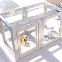 Clear Acrylic Plastic Dog Playpen Indoor,for Puppy Cat Rabbit Ferret Transparent Pet Pen,Easy Assemble Enclosure,Preferable for Small Dogs (8 Panels (White))