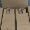 Oikss 100 Pack 5.25x3.25x8.25 Inch Small Plain Natural Kraft Paper Gift Bags with Handles Bulk for Birthday Party Favors Grocery Retail Shopping Business Goody Craft Bags Cub Sacks (Brown 100 Count)