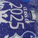 LYCGS 7x5ft Graduation Backdrop Navy Blue and Silver 2025 Graduation Party Backdrop for Class Celebration Prom Decor Banner X-52
