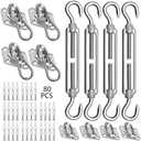 HYASIA Sun Shade Sail Hardware Kit 6 Inch for Rectangle & Triangle Shade Sail Install, Stainless Steel ShadeSail Fixing Accessories for Outdoor Patio Canopy Garden, Heavy Duty Awning Attachment 80 Set