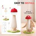 Mushroom Cat Scratching Post Cat Tree, 21.5‘’ H Cute Cat Scratcher Tower with Durable Solid Wood Turntable Toy, Mushroom Scratch Post Cat Sisal Scratcher with Catnip for Indoor Adult Cats