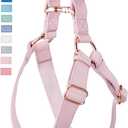 Soft Leather No Pull Dog Harness - Adjustable Step in Dog Harness with Rose Gold Heavy Duty Metal Buckle, Freedom Nylon Dog Halter Vests for Small Medium Large Dogs Easy Walking Training (Pink,L) (L (Neck&Chest Girth 26"-38"x Width 1"))