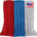 300PCS 4th of July Accessories Patriotic Bead Necklaces, 33inch Red Blue Silver Necklaces Bulk, 4th of July Decorations for Parade Party Favors Veterans Day