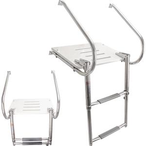 2-Step ABS Telescoping Boat Ladder | Stainless Steel Swim Platform with Handrails | 400lb Capacity | Collapsible for Pontoon, Dock & Yacht