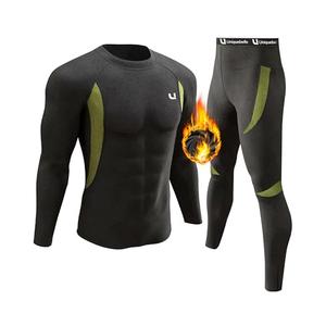 UNIQUEBELLA Men's Thermal Underwear Sets Top & Long Johns Fleece Sweat Quick Drying Thermo Base Layer Black, Small