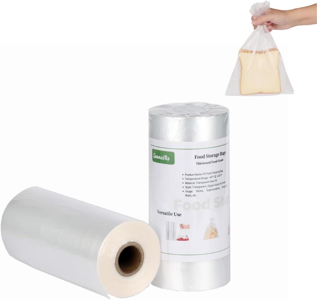 Food Storage Bags 8" x 12" 1/2 Gallon Clear Plastic Bag Roll Food-grade Plastic Produce Bag roll for lunches, Freezer & Oven-Safe PE bags for Kitchen Use , Fruits, Meat, Sandwich Bags 620/Roll