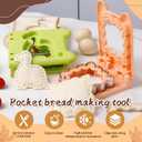 Sandwich Cutter and Sealer Set - 3Pcs Stainless Steel Crustless Sandwich Makers for Kids Lunch & Breakfast, Cookie Cutters with Dinosaur/Lace Wave/Circle Shapes, Perfect for Childrens Bento Box (Green+Orange+Blue)