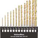 ValueMax Drill Bit Set, Hex Shank Impact Drill Bits with Storage Box, Titanium Coated HSS Twist Drilling Bit Kit for Soft Metal, Wood, PVC, Quick Change Design(13PC, 1/16"-1/4")