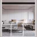 DEARBB Triple Lock Baby Gate for Stairs Doorways and House 31" to 86" Extra Wide Pressure Mounted Easy Walk Through Auto Close Safety Pet Gate White 49.21-67.32"