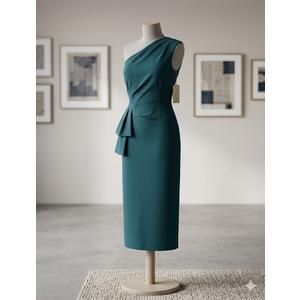 Dresses for Women Elegant Long Sleeves Ruffles Pencil Knee Length Split Business Dress with Belt Zipper XL