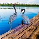 Metal Crane Statue Garden Decor, Heron Statue Yard Art for Outdoor Patio Lawn Backyard Pool Front Porch Decor, Bird Garden Sculpture & Statues, Set of 2, Spring & Summer Decorations