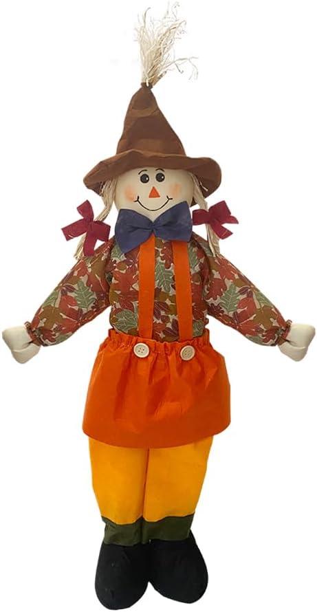 33'' Standing Scarecrow, Backyard Expressions Fall Decor Stuffed Legs Arms Scarecrows for Thanksgiving 85cm Girl Scarecrow