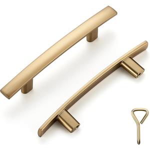 Ravinte 40 Pack Solid 3 Inch Hole Center Cruved Bar Cabinet Handles 5-3/16 Length Kitchen Cabinet Pulls Black Drawer Pulls Kitchen Hardware Champagne Bronze Dresser Pulls for Cupboard