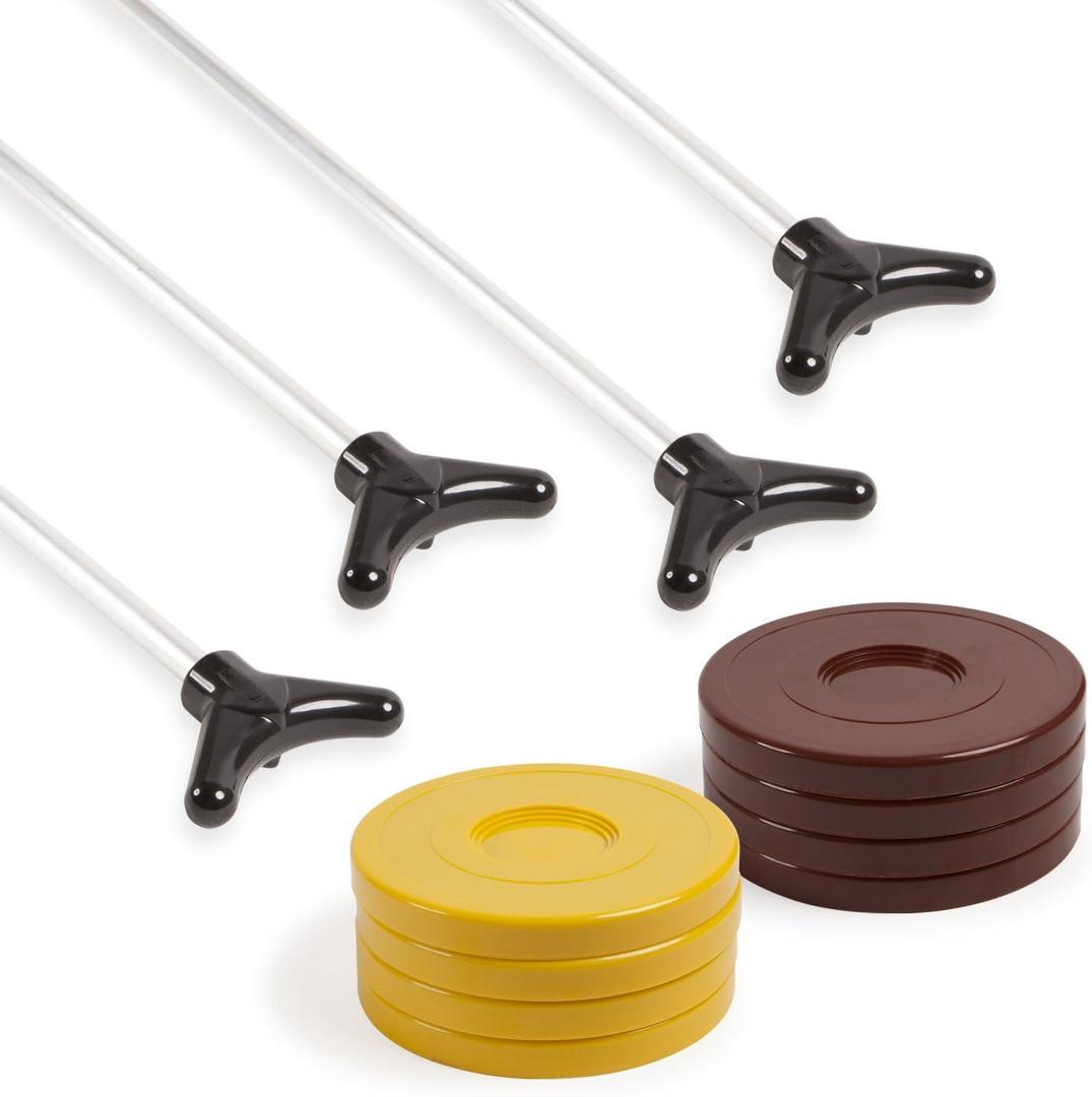 Champion Sports Classic Group Games Shuffleboard Set: Champion Sports Indoor Outdoor 8 Puck 4 Cue Sticks Party Game, Yellow