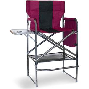 30" Tall Directors Chair with Side Table, 400LBS Bar Height Folding Camping Chair for Makeup Artists, Outdoor Events, Portable Foldable Chair with Cup Holder & footrest - Light Wine Red