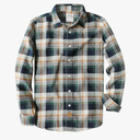Dubinik® Flannel Shirt for Men Plaid Mens Button Down Long Sleeve Shirts Soft Pure Cotton Casual Cozy Regular Fit, Size Medium, Navy Blue Green Orange 