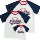Family Matching Daddy Mommy and Me of The Year T-Shirts Letter Baseball Tops Baby Boy First Birthday Outfit (White, M)