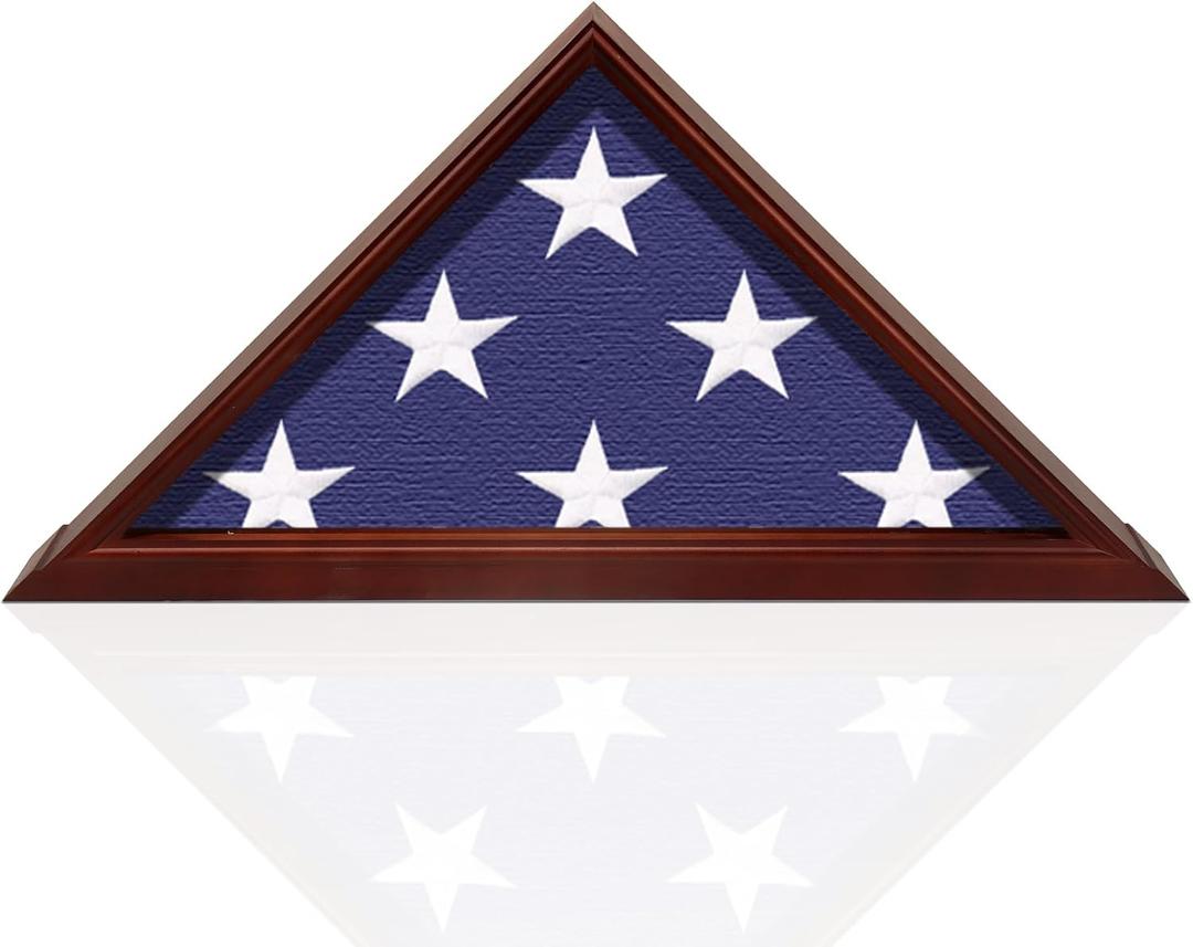 Flag Case for Burial Flag - Freestanding or Wall Mount Flag Display Case for Burial Flag - Folded 9.5 X 5 Foot Flag -Shatter & Scratch Resistant Trophy-Grade Thick Acrylic Front