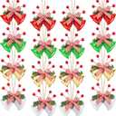 ASTARON 12 Pcs Christmas Bell Ornaments Xmas Tree Hanging Ornaments Jingle Bells with Holly Berries for Christmas Wreath Crafts Holiday Tree Decorations (Mixed Colors) (Red, Green,white, Gold)