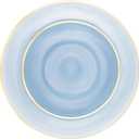PLASTICPRO 64 Pieces Crystal Design Plastic Plates Combo Pack 7 inch and 10 inch Gold Rim Elegant Disposable Plates, Transparent Blue