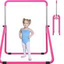 DOBESTS Kids Gymnastics Bar Folding Horizontal Bar, Adjustable Height Gymnastic Horizontal Bars, GymnasticTraining Equipment for Home (Rose)