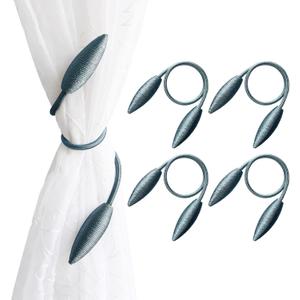 Valea Home 4 Pieces Curtain Tiebacks Clips Creative Window Drape Twist Tie Backs European Style Custom Made Curtain Holders Decorative Draperies Holdbacks, Teal (Set of 4)