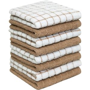 Bumble Dish Cloths (8 Pack) | 12" x 12" | 100% Cotton Kitchen Towels | 405 GSM | Soft, Highly Absorbent & Durable Dish Towels for Kitchen | Tan