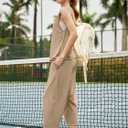 Fisoew Women's Summer 2 Piece Outfits Sleeveless Tank Tops and Wide Leg Pocketed Pants Workout Sweat Sets (S)