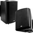 OSD Audio 8" Outdoor Patio Speaker Pair, Weatherproof IP54 Rated Aluminum Grilles, Black AP840
