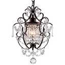 FLSFU Modern Mini Crystal Chandelier,Iron Bronze Crystal Light Fixtures Ceiling Mount 1 Light Small Chandeliers for Bedroom Elegant Hanging Lighting for Girls Room Dining Room Closet Kitchen Island