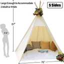 Teepee for Kids, Huge Teepee, Large Tall, Adult Teepee Tent with Foldable Poles,5 Sides Wide Open Front Without Door Flaps, Beach Tent (Large Natural), 50 X 50 X 85