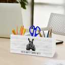 XLDLIOO Bunny Rabbit Gifts, Easter Decor, Bunny Easter Gifts for Women, Funny Pen Pencil Holder Organizer for Desk Accessories, Wooden Box Sign Desk Decor for Home Office