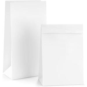 BagDream White Paper Lunch Bags 12LB 7x4.5x13.75 Inches 50Pcs Recyclable Kraft Paper Bags Bulk, Disposable, Large for Snack, Lunch, Sandwich, Burger, Baked Food, Packing, Craft