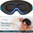 MyHalos Sleep Mask 3D Blackout Eye Mask for Women & Men, Side Sleepers, Zero Pressure Memory Foam Eyelash Friendly, Breathable,Award-Winning Sleep Aid for Travel (Black, 1 Count (Pack of 1))